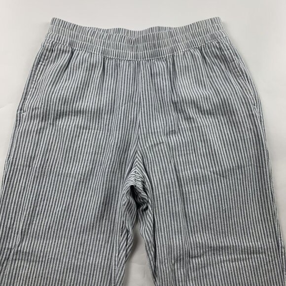 Old Navy Light Gray Striped Linen Blend High Rise Straight Leg Lounge Pant M - Picture 2 of 7
